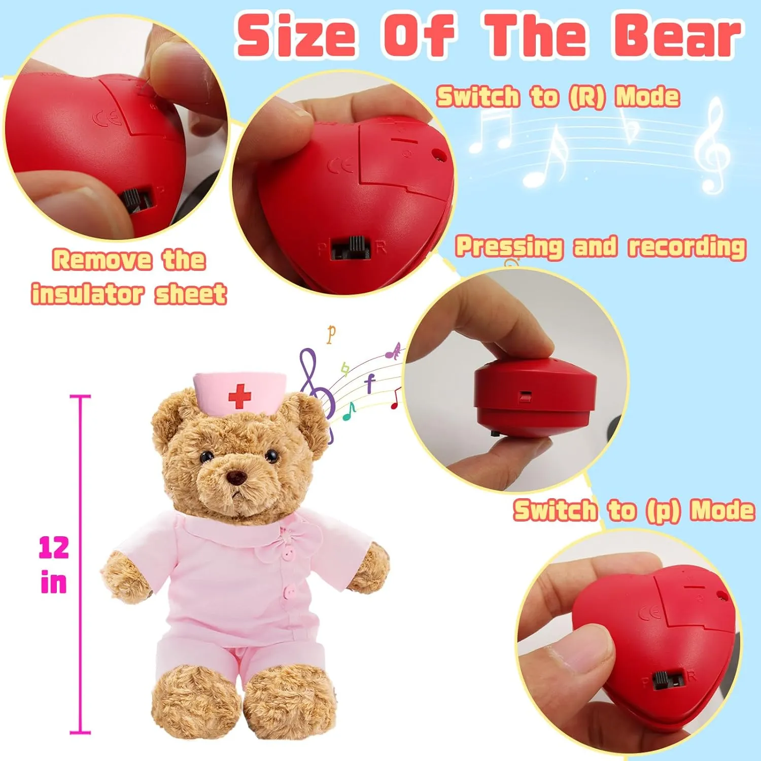 Personalized Teddy Bear with Photo Text, Teddy Bear Stuffed Animal as Nurse Gift Doctor Gift for Women Men, Personalized Gift for Nurse Doctor Medical Student Graduation Gifts (12 inch)