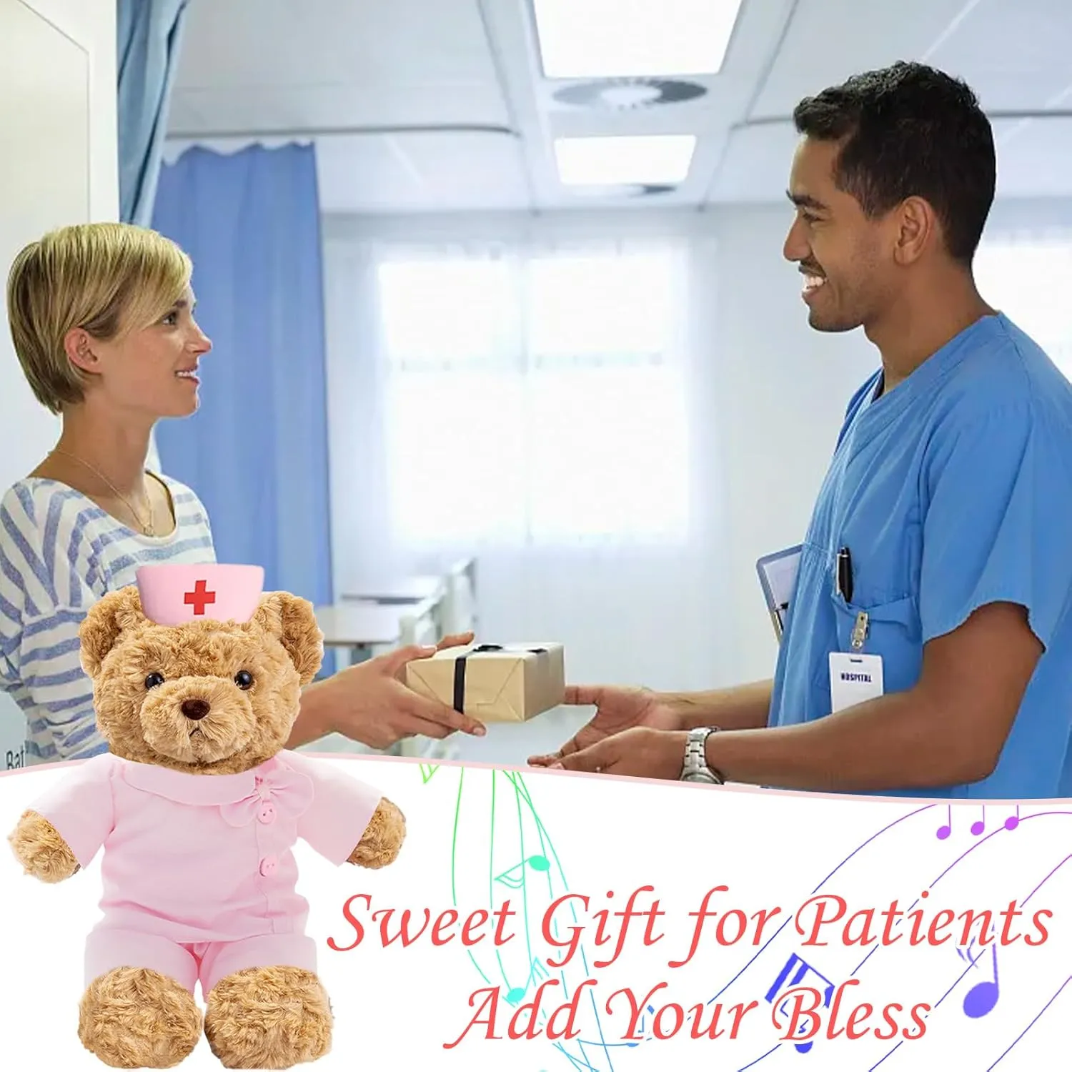 Personalized Teddy Bear with Photo Text, Teddy Bear Stuffed Animal as Nurse Gift Doctor Gift for Women Men, Personalized Gift for Nurse Doctor Medical Student Graduation Gifts (12 inch)