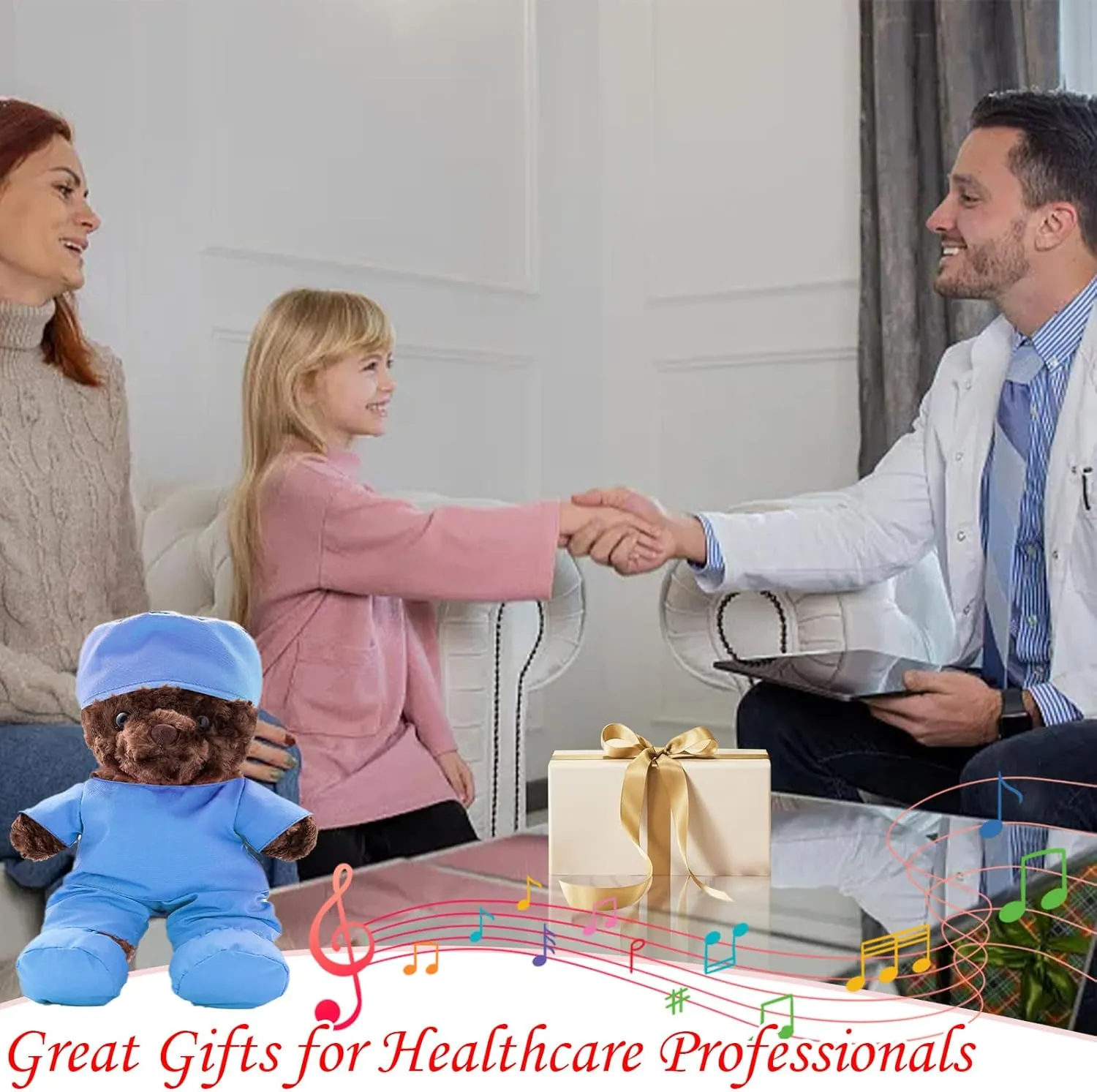 Personalized Teddy Bear with Text Photo, Teddy Bear Stuffed Animal as Nurse Gift Doctor Gift for Women Men, Personalized Gift for Doctor Nurse Medical Student Graduation Gifts (10 inch)