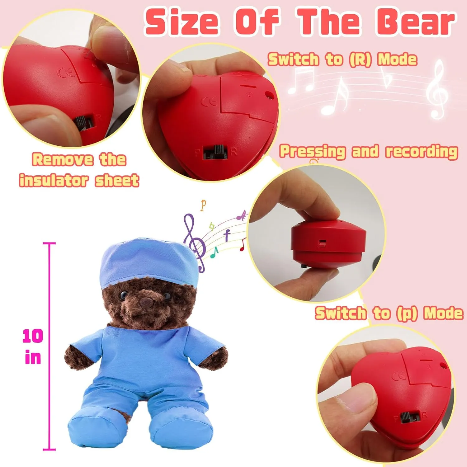 Personalized Teddy Bear with Text Photo, Teddy Bear Stuffed Animal as Nurse Gift Doctor Gift for Women Men, Personalized Gift for Doctor Nurse Medical Student Graduation Gifts (10 inch)