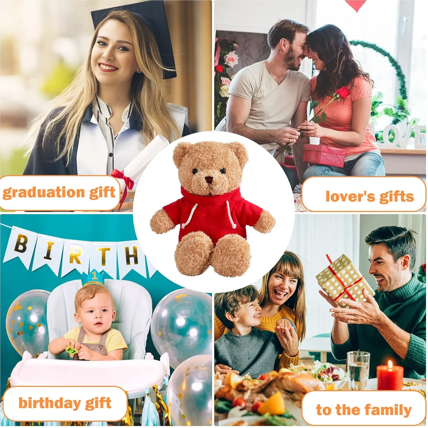 Personalized Teddy Bear with Text Photo, Valentines Bear Stuffed Animal Plush Toys as Personalized Gifts for Her Him on Valentines' Day Birthday Anniversary Christmas Day（12 inch-Text Photo
