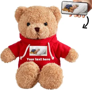 Personalized Teddy Bear with Text Photo, Valentines Bear Stuffed Animal Plush Toys as Personalized Gifts for Her Him on Valentines' Day Birthday Anniversary Christmas Day（12 inch-Text Photo
