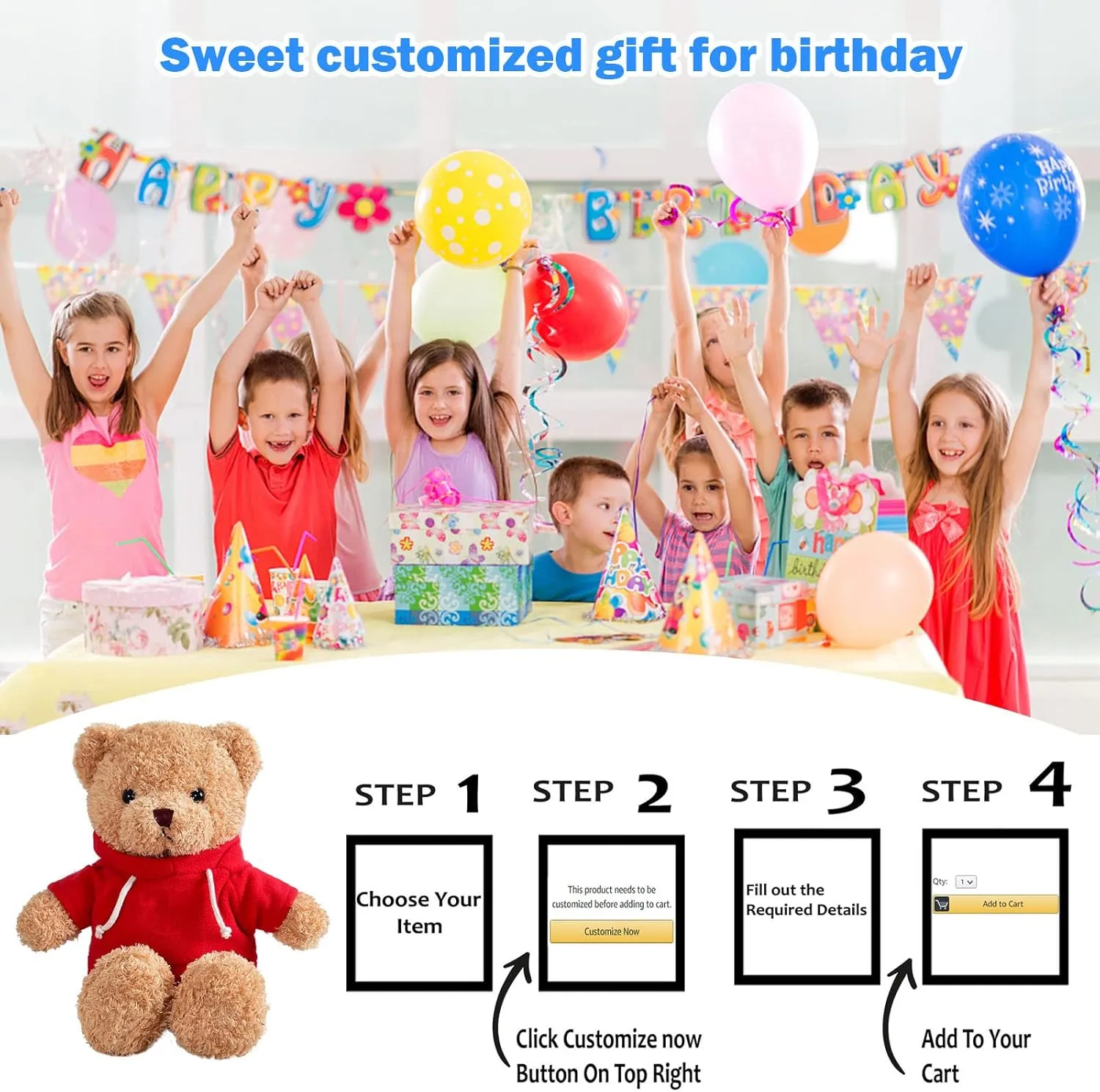 Personalized Teddy Bear with Text Photo, Valentines Bear Stuffed Animal Plush Toys as Personalized Gifts for Her Him on Valentines' Day Birthday Anniversary Christmas Day（12 inch-Text Photo