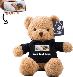Personalized Teddy Bear with Text Photo, Valentines Bear Stuffed Animal Plush Toys as Personalized Gifts for Women Men on Valentines' Day Birthday Anniversary Christmas Day（16 inch-Text Photo