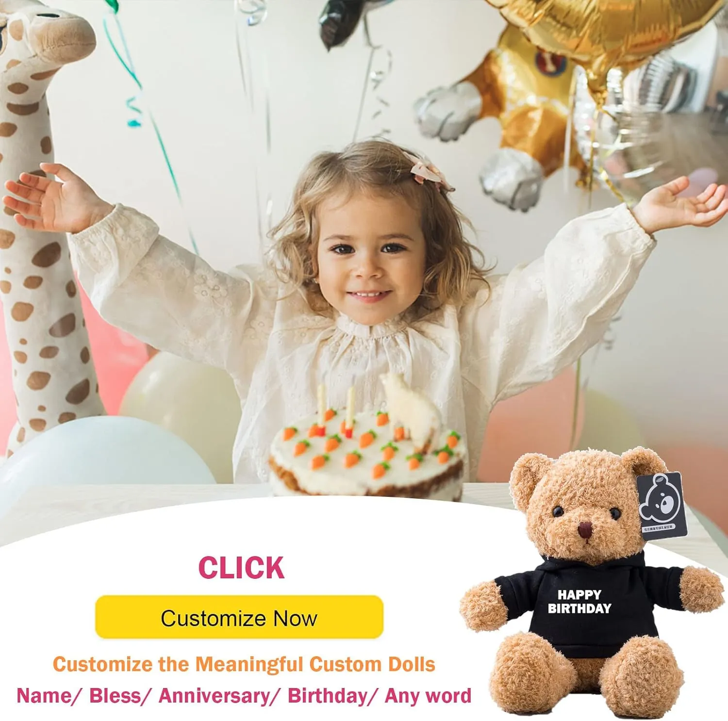 Personalized Teddy Bear with Text Photo, Valentines Bear Stuffed Animal Plush Toys as Personalized Gifts for Women Men on Valentines' Day Birthday Anniversary Christmas Day（16 inch-Text Photo