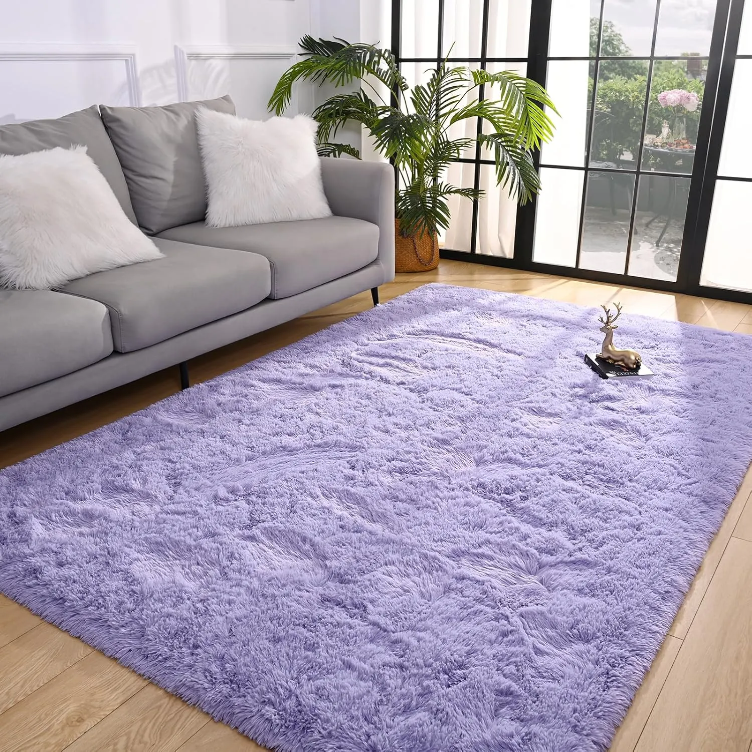 Pettop Fluffy Lavender Purple Area Rug for Bedroom Living Room, 4x6 Feet Soft Plush Fuzzy Rugs for Girls Kids Boys, Non-Slip and Washable Rug for Nursery Classroom, Carpet for Rooms Decor