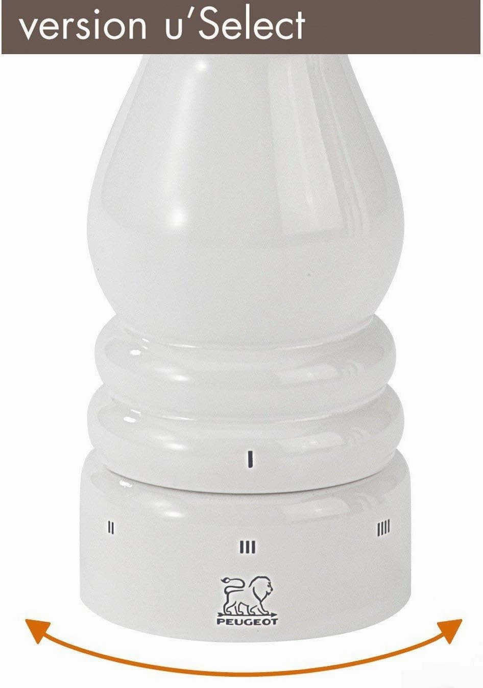Peugeot Paris U'Select Salt Mill, 7-Inch, White Lacquer