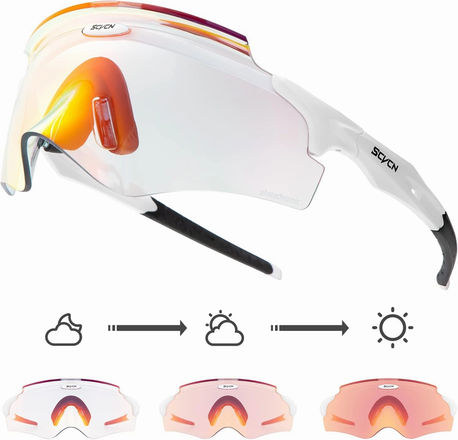 Photochromic Cycling Glasses Men Women Wrap Around Sports Sunglasses HD MTB Bicycle Riding Mountain Bike Sunglasses S25