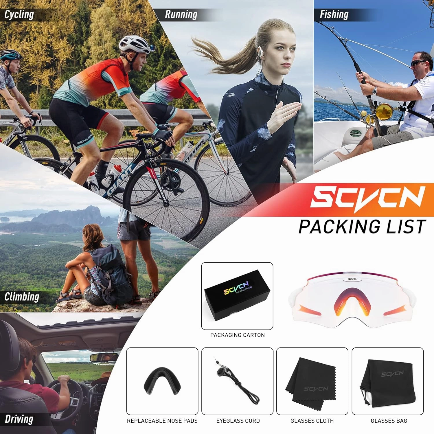 Photochromic Cycling Glasses Men Women Wrap Around Sports Sunglasses HD MTB Bicycle Riding Mountain Bike Sunglasses S25