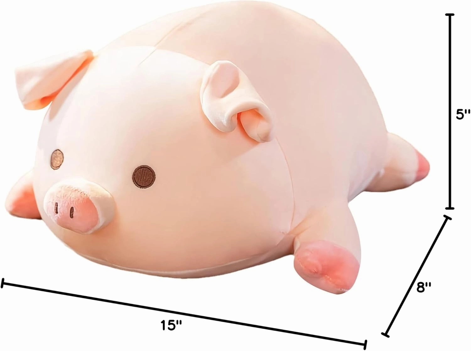 Pig Stuffed Animal Plush Pillow - 15.7'' Cute Kawaii Pink Pig Hugging Pillow, Soft Cuddle Plush Toy, Adorable Birthday Gift for Girls and Girlfriend (Round Eyes, 15.7in)