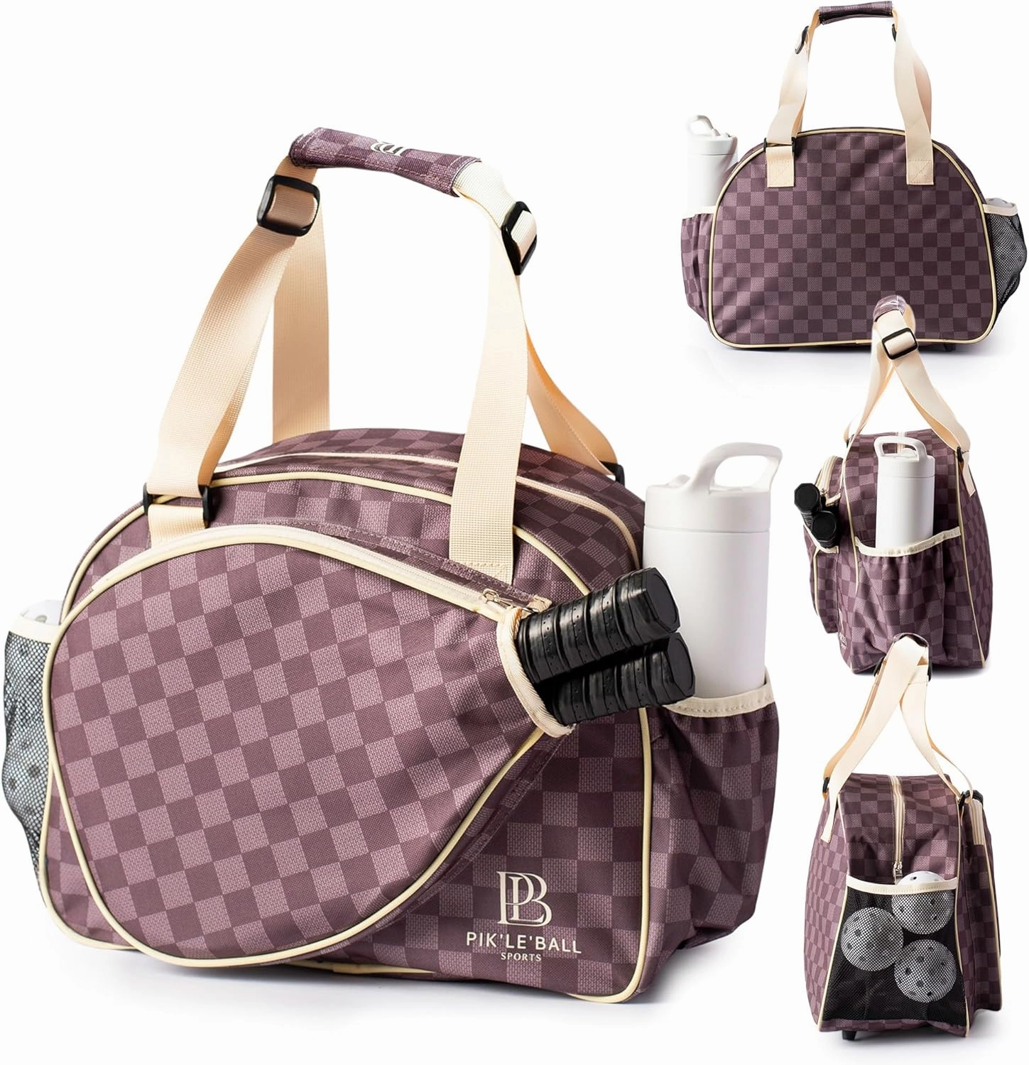 Pik’le’Ball Sport Premium Women's Pickleball Bag – Stylish and Versatile Sports Bag with Water Bottle Holder, Padded Paddle Pocket, and Spacious Design (fits 2  Paddles!)