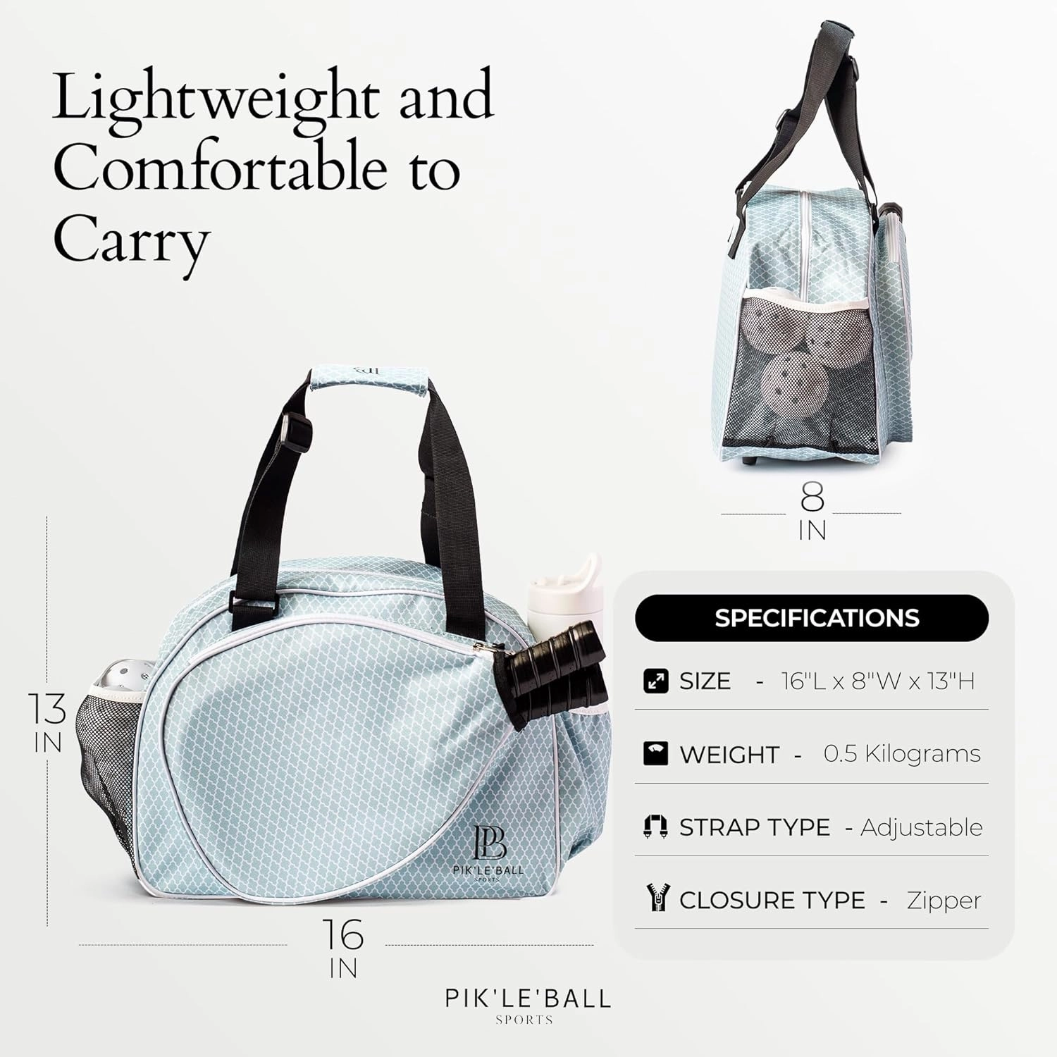 Pik’le’Ball Sport Premium Women's Pickleball Bag – Stylish and Versatile Sports Bag with Water Bottle Holder, Padded Paddle Pocket, and Spacious Design (fits 2  Paddles!)