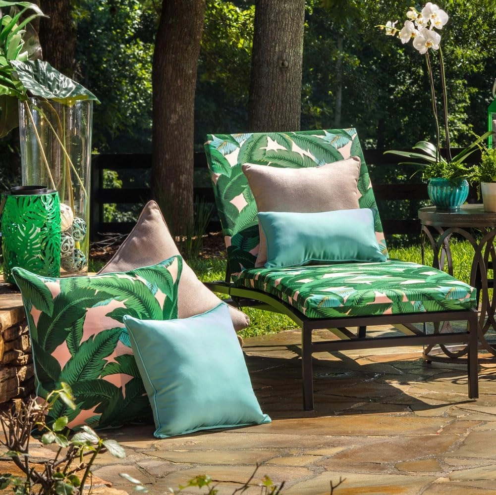 Pillow Perfect Pompeii Solid Indoor/Outdoor Lumbar Pillow Plush Fill, Weather and Fade Resistant, Lumbar - 11.5" x 18.5",, Blue, 2 Count