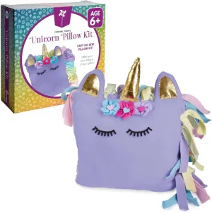 Pinwheel Crafts Unicorn Pillow Kit - DIY Arts and Crafts for Kids Ages 6 7 8-12  Years, No Sewing Kit for Kids, Unicorn Purple Pillow Craft Kits for Birthday, Christmas Gifts for Girls