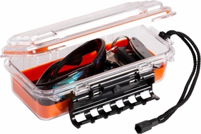 Plano Guide Series 3500 Field Box Waterproof Case, Orange, Small, Waterproof Dry Box with Wrist Strap for Boat, Kayak, and Camping, Outdoor Gear Storage