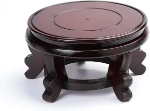 Plant Table for Indoor-Tall Plant Stand Bonsai Display Stand Wood Carving Ornaments FishTank Strange Stone Vase Bottom Round Wood Tray Flower Pot High Foot Base Planter Stand for Indoor Plants ( Color