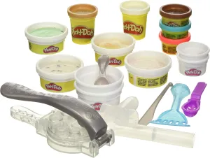 Play-Doh Kitchen Creations Rollzies Rolled Ice Cream Set with 4 Cans of Play-Doh Color Burst Compound Plus 5 Additional Non-Toxic Colors