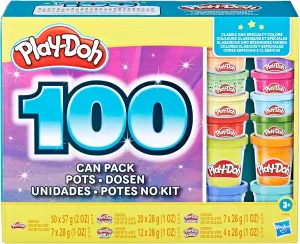 Play-Doh Wow 100 Bulk Modeling Compound Variety Pack, 100 Cans Including Sparkle, Super Shimmer, Metallic and Confetti, Back to School Gifts & Prizes, Preschool Toys, Ages 3 