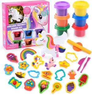 PLAY Unicorn Color Dough Set for Kids Ages 4-8 With Ice Cream Molds Tool Set, DIY Ice Cream Toy, Safe & Non-Toxic for Girls 4-6