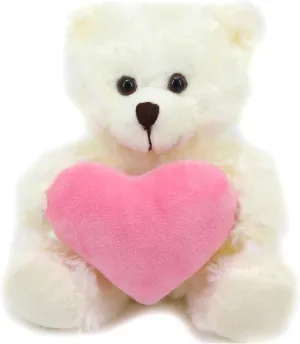 Plushland Cream Teddy Bear with Customized Message on Embroidered Heart, Stuffed Animal Plush Toys- Valentine Personalized Gift for Girls, Boys and Your Loved Ones 9 Inch (Pink)