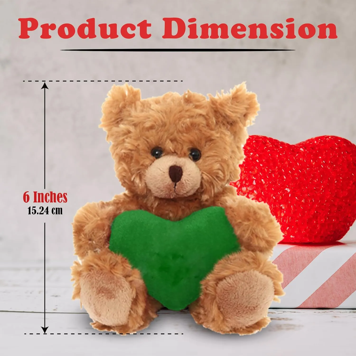Plushland Mocha Teddy Bear with Customized Message on Embroidered Heart, Stuffed Animal Plush Toys - Valentine Personalized Gift for Girls, Boys and Your Loved Ones 6 Inch (Green)