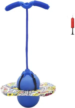 Pogo Ball with Handles for Kids & Adults, Balance Bounce Ball, Trick Board for Girls and Boys Ages 6 and up (Blue-Colourful)