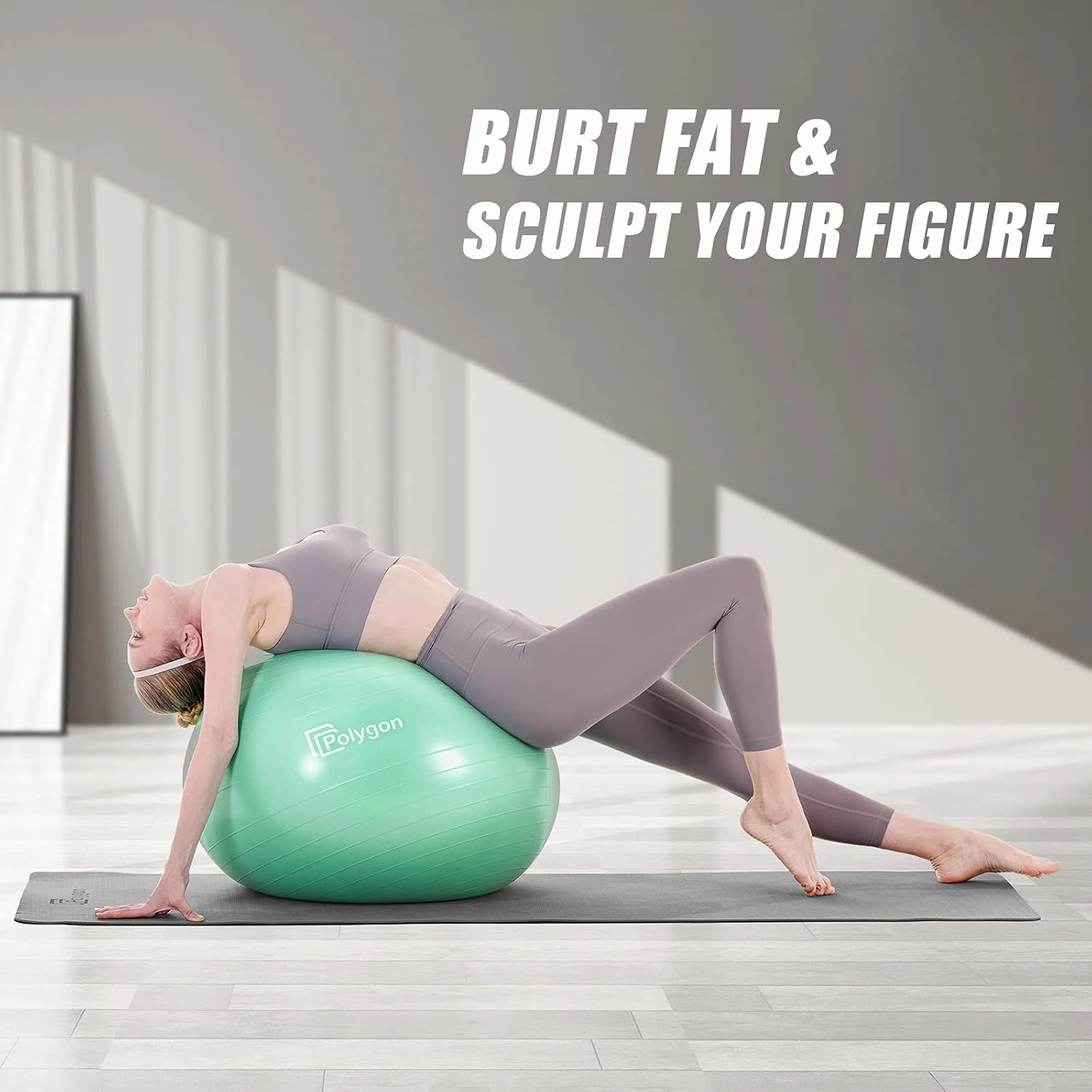 Polygon Exercise Ball - Professional Grade Anti-Burst Fitness Yoga Ball for Pilates, Pregnancy, Balance, Stability - Ideal for Home, Office, and Gym Workouts