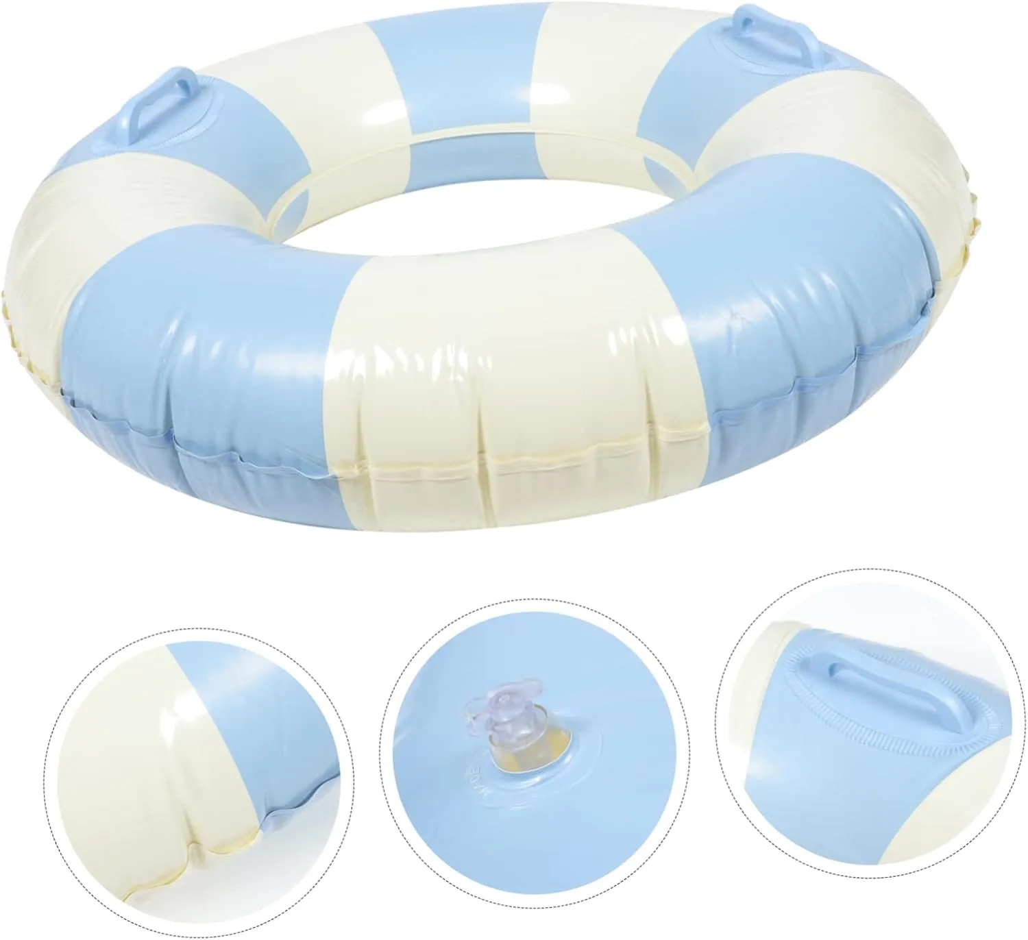 Pool Accessory Adult Swimming Circle Handles Inflatable Swim Ring Striped for Summer Fun