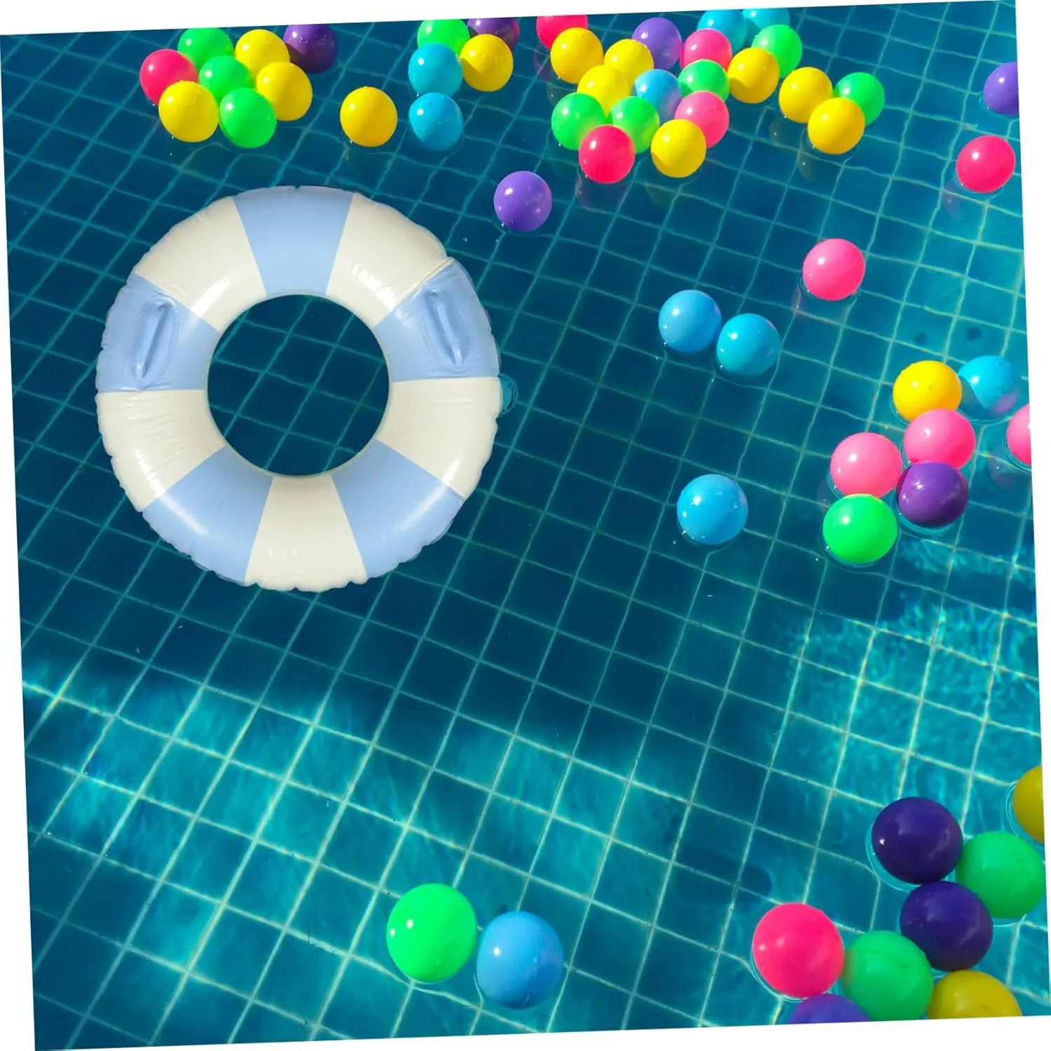 Pool Accessory Adult Swimming Circle Handles Inflatable Swim Ring Striped for Summer Fun