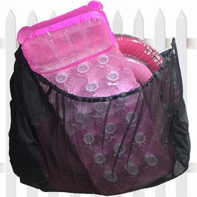 Pool Float Storage, Pool Storage Bag, Heavy Duty Pool Pouch, Extra Large 62" Pool Hanging Mesh Organizer with 2 Side Pockets for Floats, Balls, Pool Accessories - Attaches to Pool Side, Fence