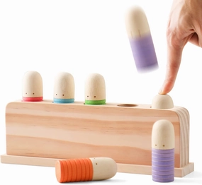 Pop Up Puppets | Multicolor Wooden Color Sorting & Montessori Color Matching Toys | Preschool Learning Educational Toys for Kids Boys & Girls Ages 3 