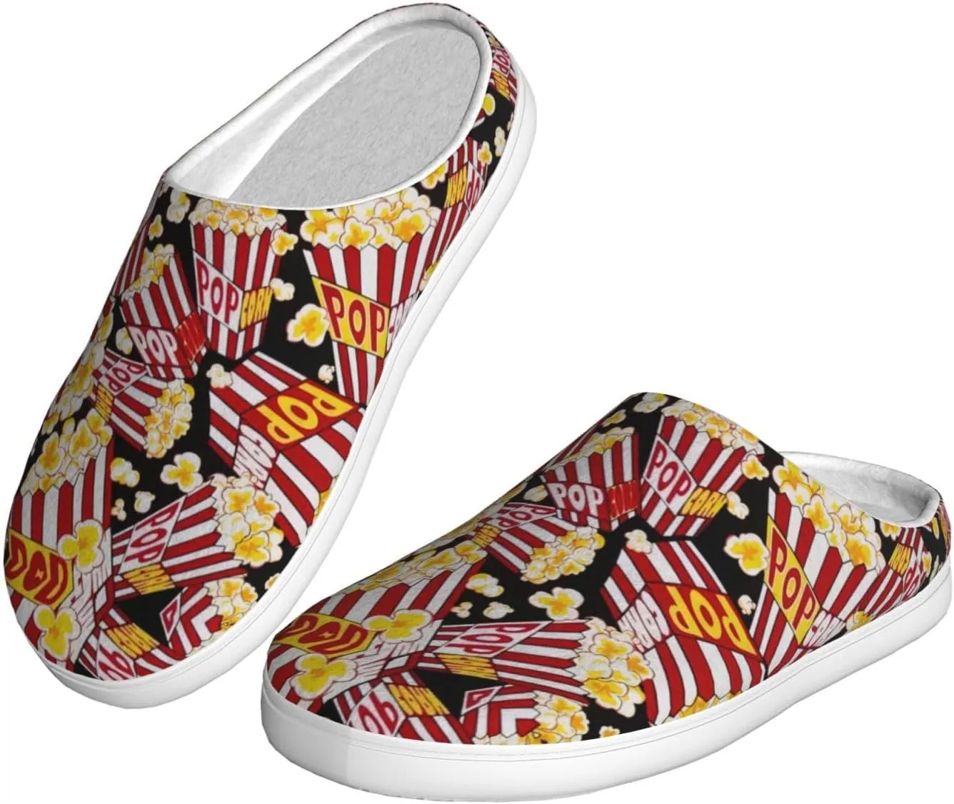 Popcorn Print print Men's Women's Slippers Comfort Closed Toe House Shoes Fall Winter Home Slippers Indoor Scuff