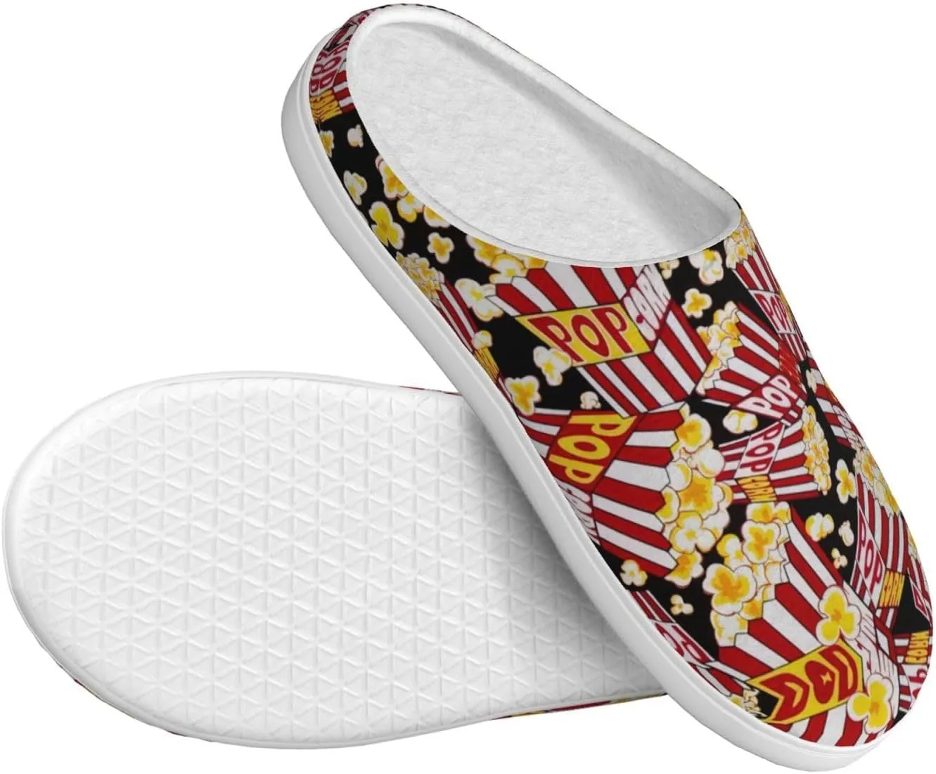 Popcorn Print print Men's Women's Slippers Comfort Closed Toe House Shoes Fall Winter Home Slippers Indoor Scuff