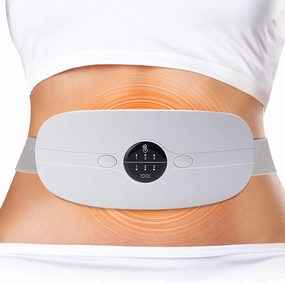 Portable Cordless Menstrual Heating Pad with 3 Heat Levels and 3 Vibration Massage Modes, Fast Heating Belly Wrap Belt, Back or Belly Pain Relief for Women and Girl(White)