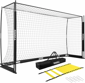 Portable Soccer Goal, Collapsible Soccer Goal Net Metal Base, Quick Setup Soccer Training Equipment with 1 Carry Bag, 1 Agility Ladder, 4 Ground Nails