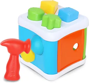 Pound a Ball and Shape Sorter - 2 in 1 Developmental Toys for Babies, 8 Different Shapes, 2 Balls, 1 Hammer Montessori Toys for 1  Year Old Kids