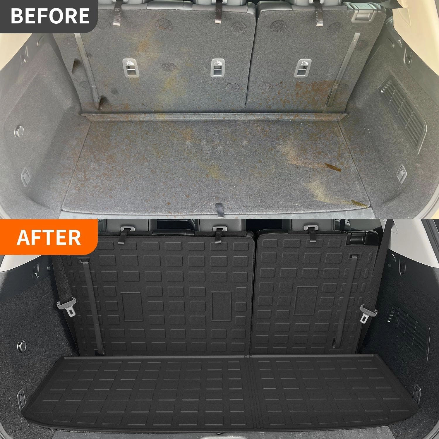 powoq Cargo Mat Compatible with 2022-2025 Nissan Pathfinder Trunk Mat with Backrest Mat TPE Cargo Liner Replacement for 2022 2023 2024 2025 Nissan Pathfinder Accessories(Trunk Mat with Backrest Mat)