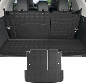 powoq Cargo Mat Compatible with 2022-2025 Nissan Pathfinder Trunk Mat with Backrest Mat TPE Cargo Liner Replacement for 2022 2023 2024 2025 Nissan Pathfinder Accessories(Trunk Mat with Backrest Mat)
