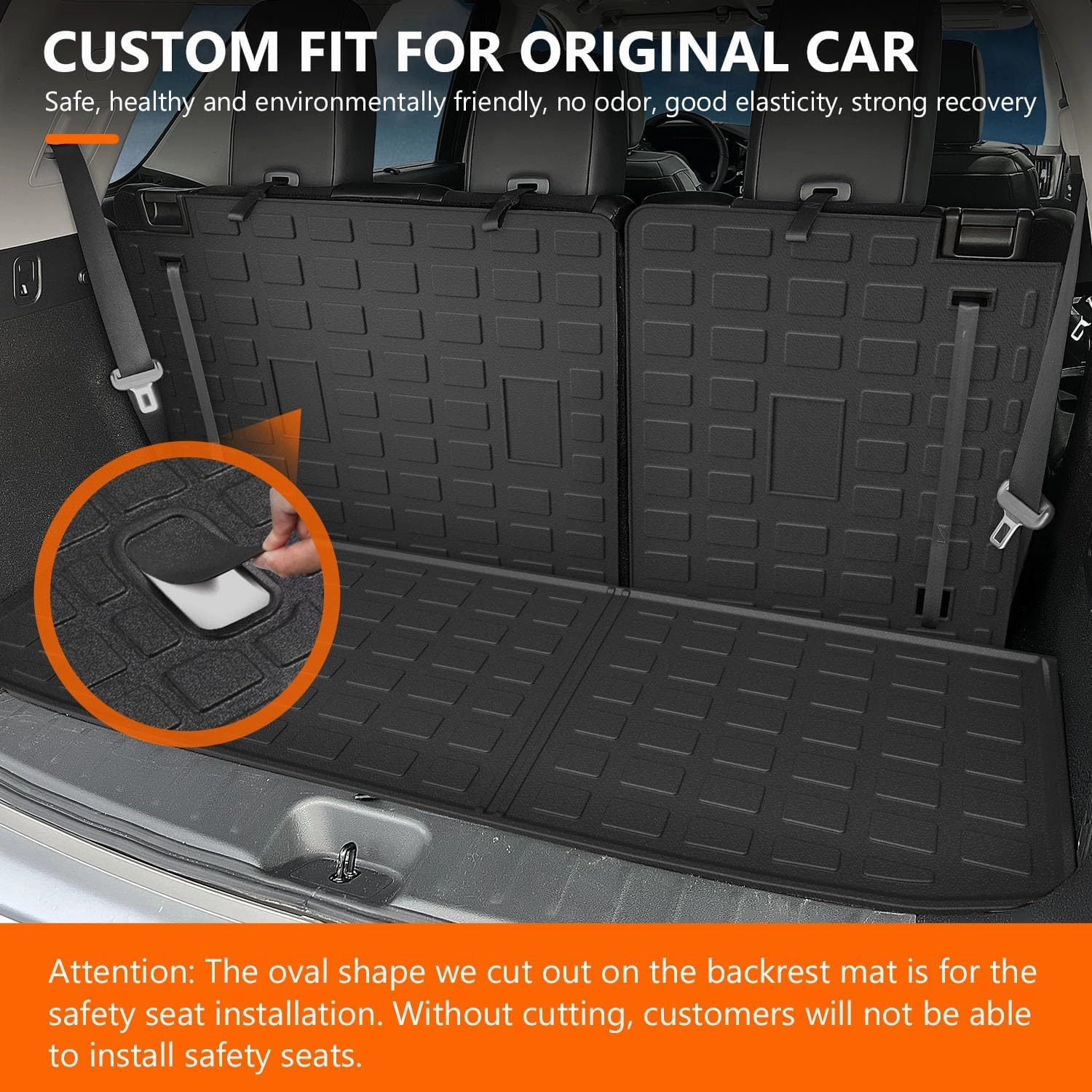 powoq Cargo Mat Compatible with 2022-2025 Nissan Pathfinder Trunk Mat with Backrest Mat TPE Cargo Liner Replacement for 2022 2023 2024 2025 Nissan Pathfinder Accessories(Trunk Mat with Backrest Mat)