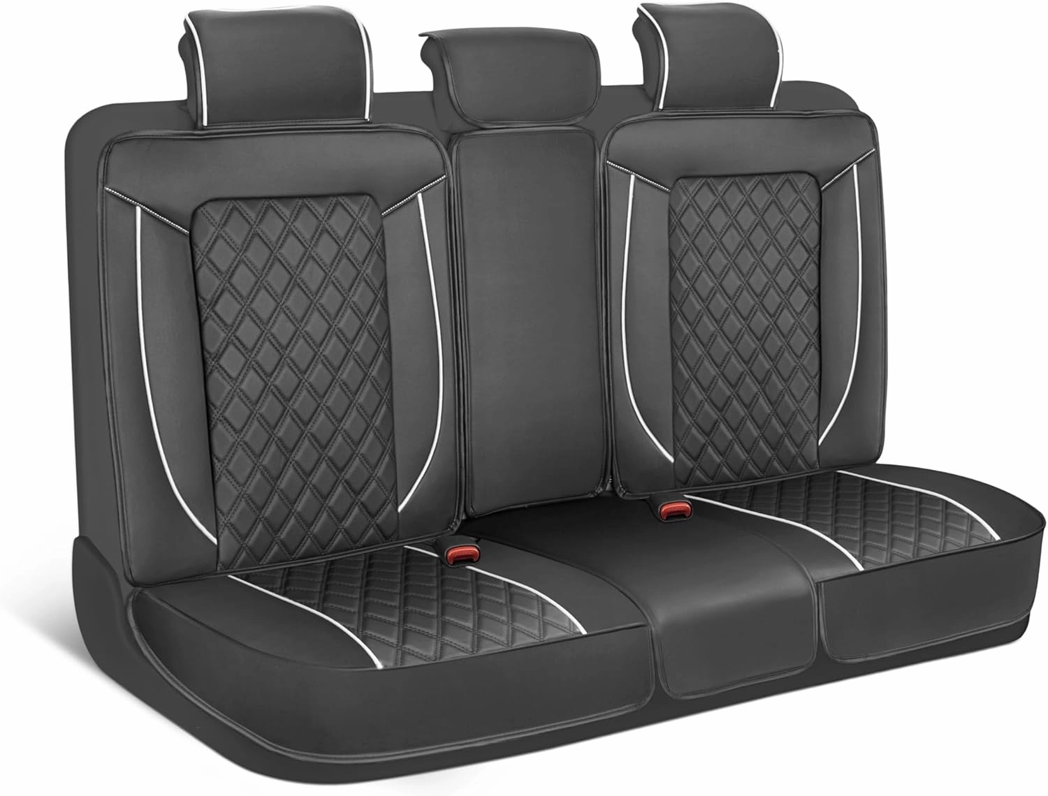Prestige Premium Seat Covers - Semi-Custom Fit Black/White Car Seat Covers for Rear Bench Automotive Interior Cover for Car Truck Van SUV - Faux Leather Seat Cover for Back Seat