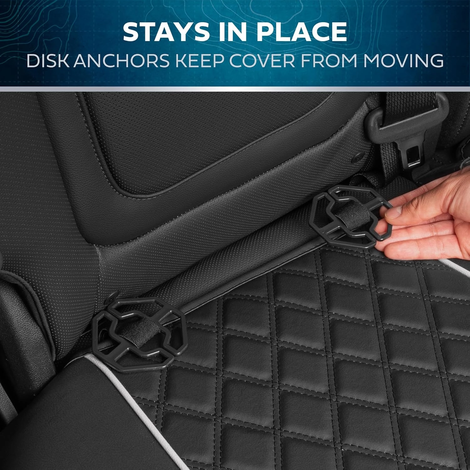 Prestige Premium Seat Covers - Semi-Custom Fit Black/White Car Seat Covers for Rear Bench Automotive Interior Cover for Car Truck Van SUV - Faux Leather Seat Cover for Back Seat