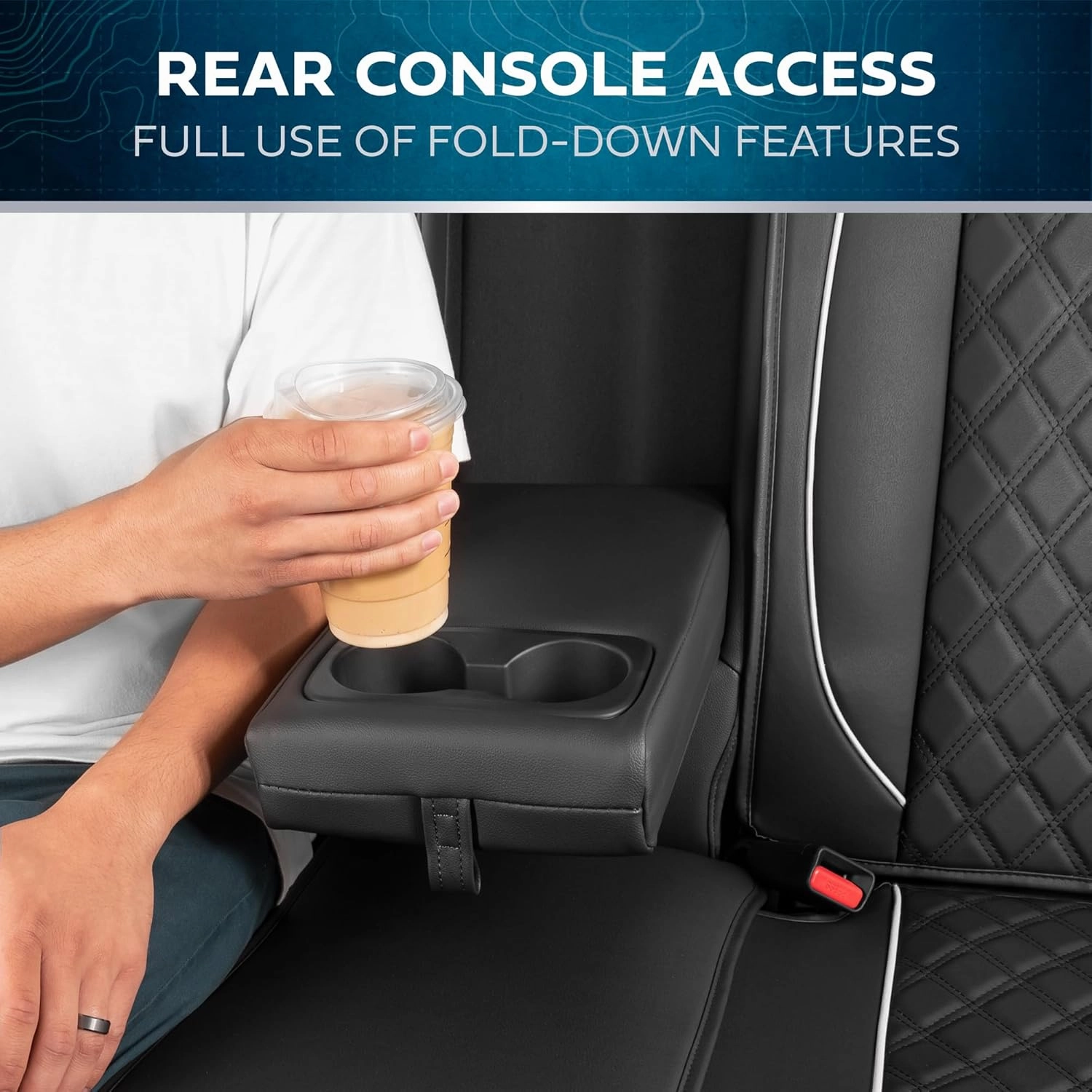 Prestige Premium Seat Covers - Semi-Custom Fit Black/White Car Seat Covers for Rear Bench Automotive Interior Cover for Car Truck Van SUV - Faux Leather Seat Cover for Back Seat