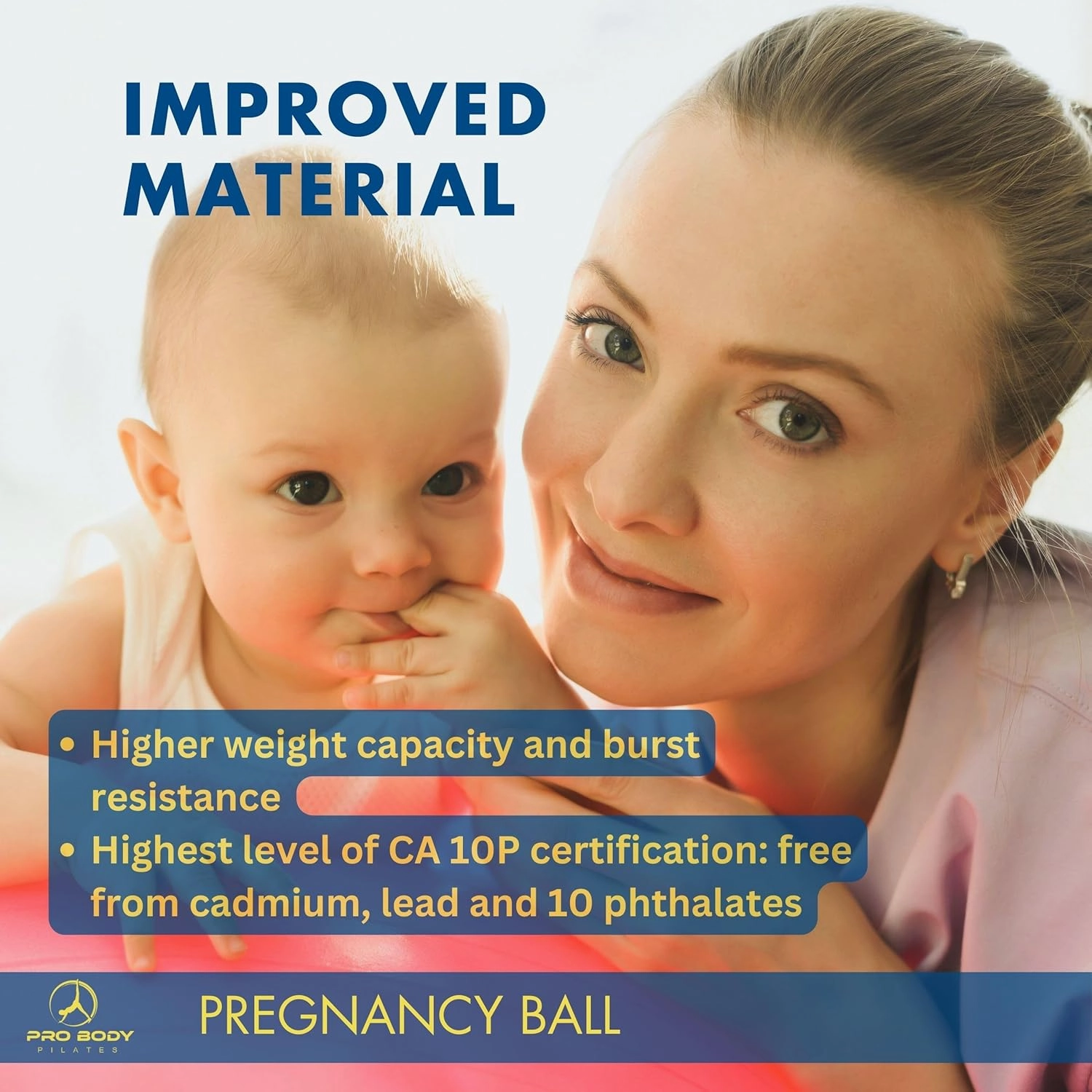 ProBody Pilates Pregnancy Ball - Yoga Ball for Pregnancy with Book, Prenatal, Labor & Postnatal Maternity Exercise