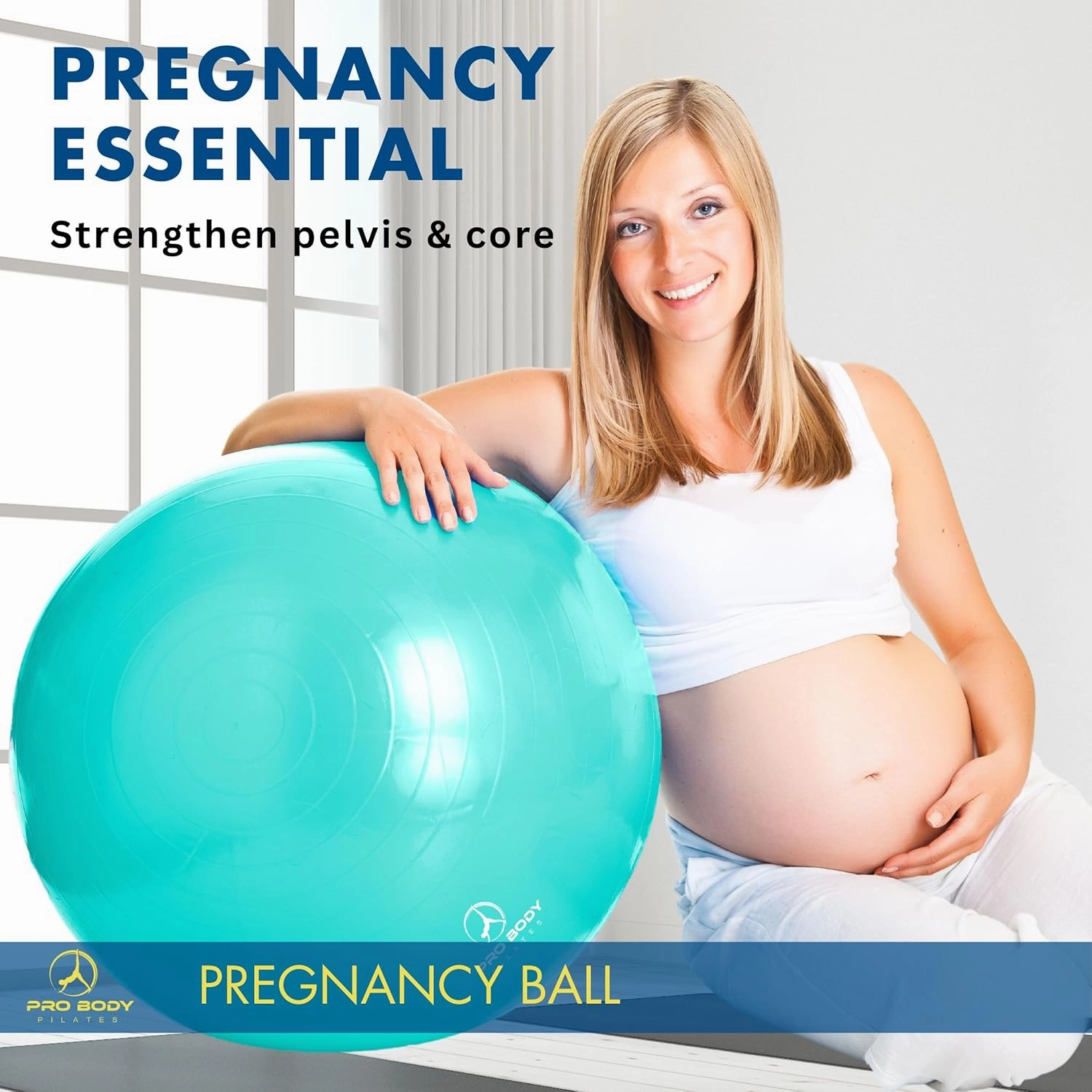 ProBody Pilates Pregnancy Ball - Yoga Ball for Pregnancy with Book, Prenatal, Labor & Postnatal Maternity Exercise