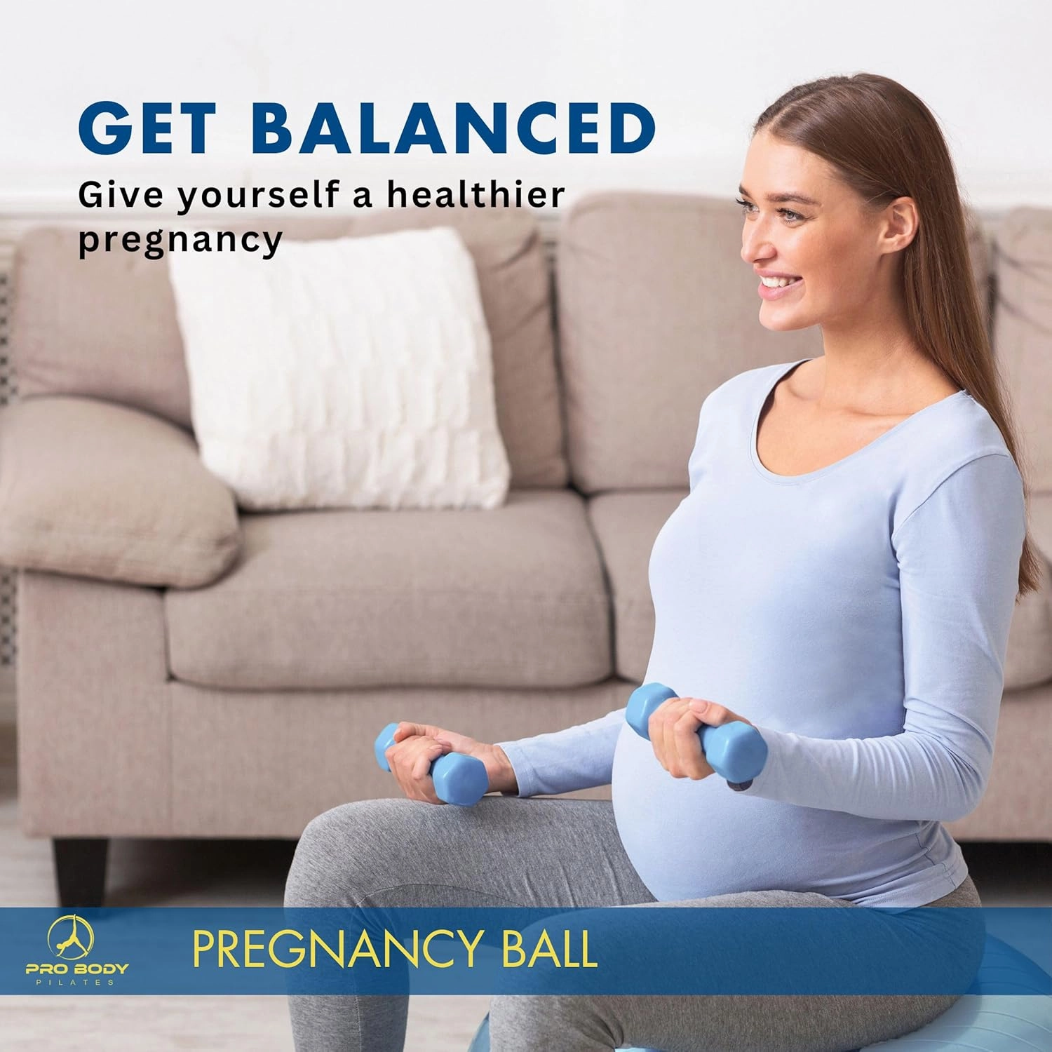 ProBody Pilates Pregnancy Ball - Yoga Ball for Pregnancy with Book, Prenatal, Labor & Postnatal Maternity Exercise