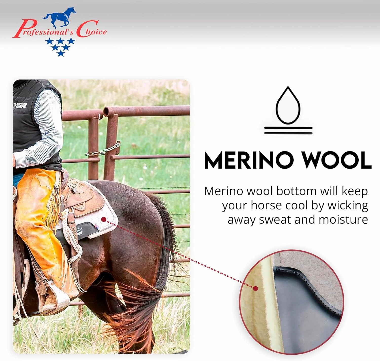 Professional's Choice Cowboy Air Ride Saddle Pad | Contoured Back Shock-Absorbing Breathable Moisture-Wicking Wool Felt Western Horse Riding Saddle Pad