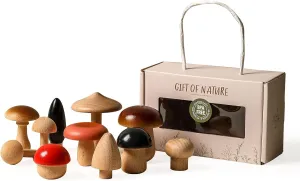 Promise Babe Wooden Mushroom Toys, Montessori Wooden Blocks Stacking Toys for Toddlers 11 Pcs, Miniature Mushroom Various Sizes Woodland Creative Craft Home Decor