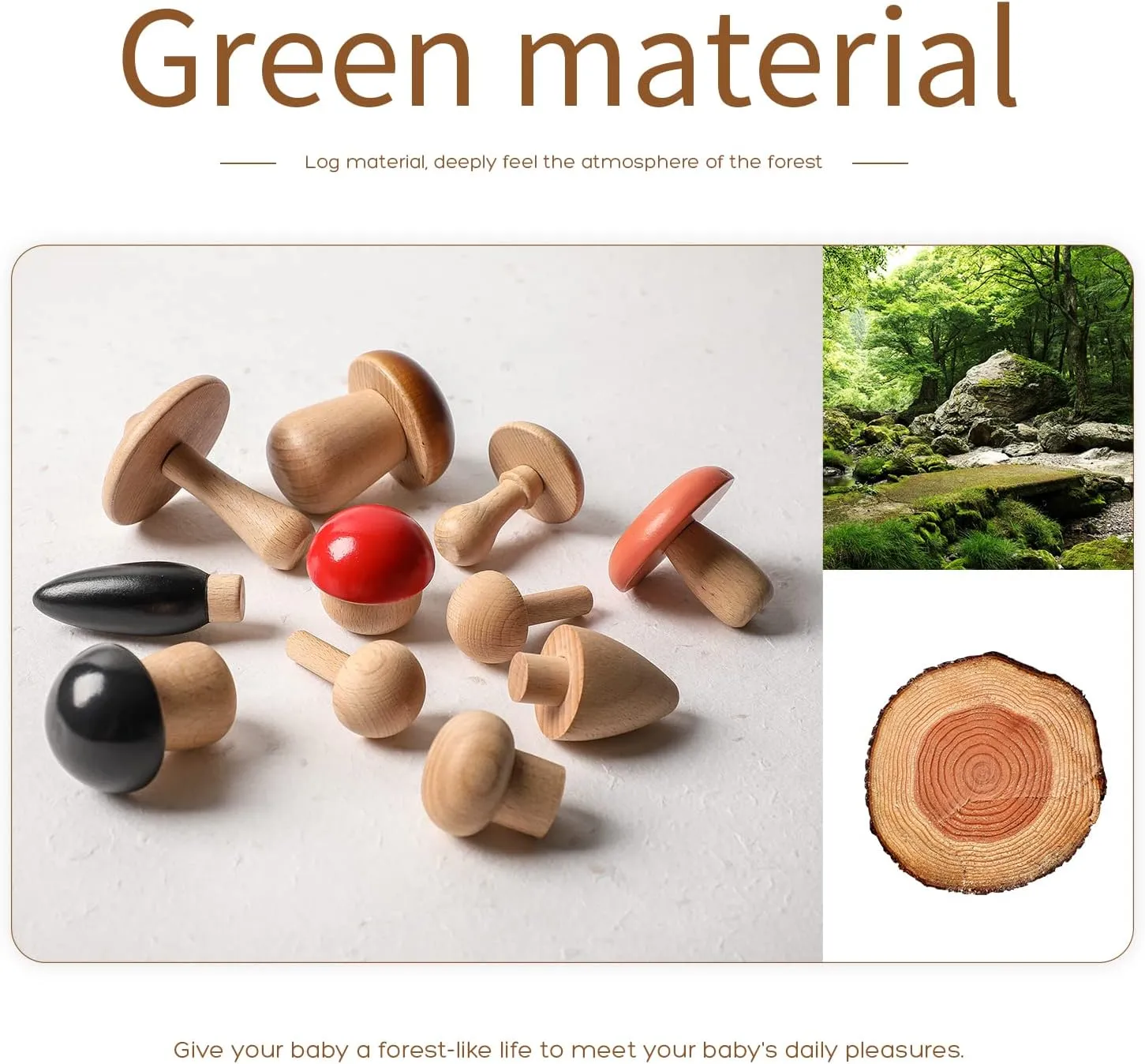 Promise Babe Wooden Mushroom Toys, Montessori Wooden Blocks Stacking Toys for Toddlers 11 Pcs, Miniature Mushroom Various Sizes Woodland Creative Craft Home Decor