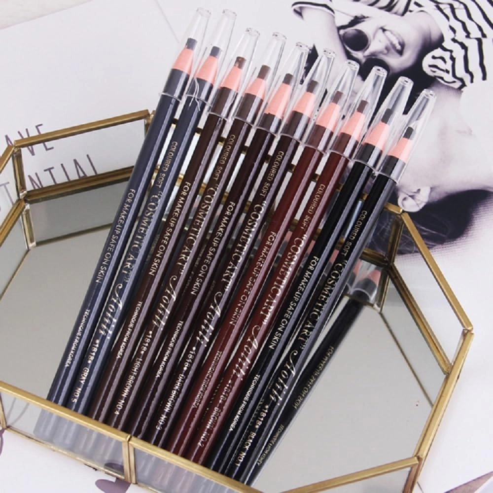 Pulling Eyebrow Pen 1818 Waterproof, Sweatproof, Non discoloring, Non fading, Colorful Makeup and Beauty Painting Eyebrow Pen (01 01)