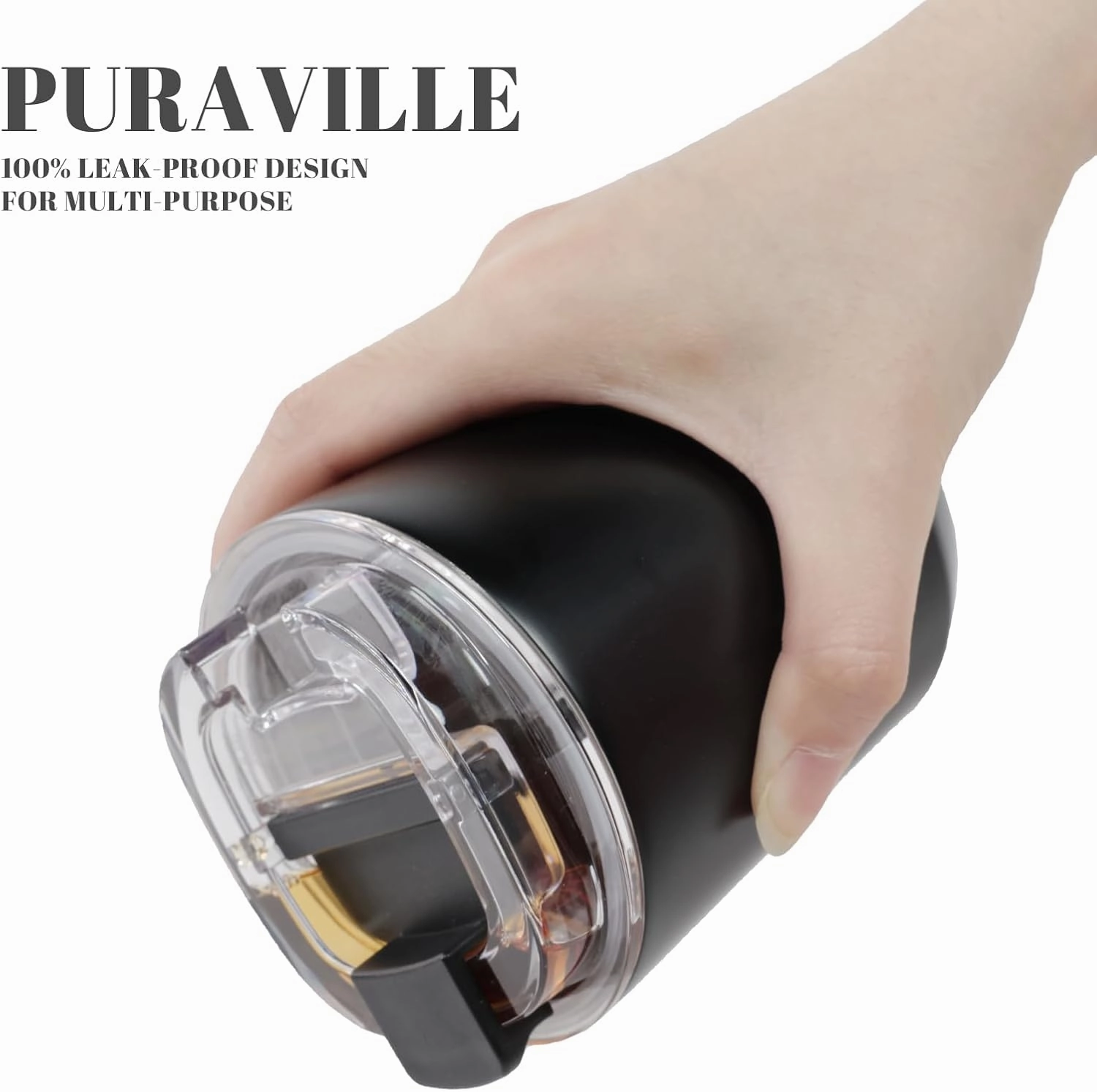 Puraville 2 Pack Insulated Tumblers with Lid, 10 oz Travel Coffee Mug Stainless Steel Vacuum Cup, Leak Proof Double Walled Coffee Tumbler for Iced and Hot Drinks, Black and Cream
